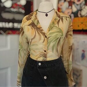 Alfred Dunner Leaf Print Button-Down Shirt